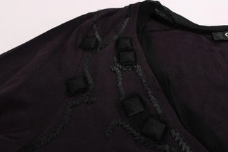 Purple V-neck Cotton T-shirt Costume National