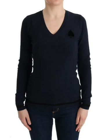 Blue V-neck Viscose Sweater Costume National