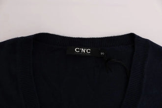 Blue V-neck Viscose Sweater Costume National