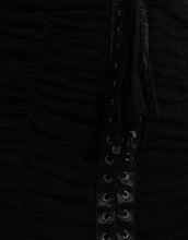 Dolce & Gabbana Black Cold Shoulder Stretch Tulle Midi Dress