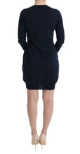 Blue Wool Long Sleeve Shift Dress MARGHI LO'