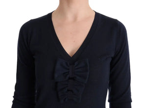 Blue Wool Long Sleeve Shift Dress MARGHI LO'