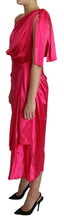 Dolce & Gabbana Fuchsia Fitted Cut One Shoulder Midi Dress