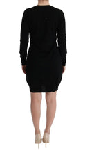 Black Wool Long Sleeve Shift Dress MARGHI LO'