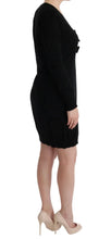 Black Wool Long Sleeve Shift Dress MARGHI LO'