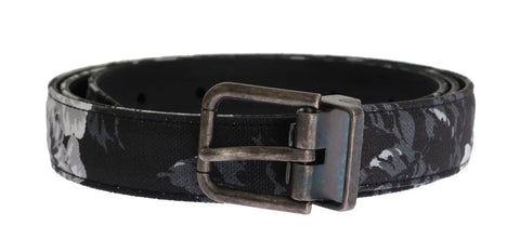 Black Cayman Linen Leather Belt Dolce & Gabbana