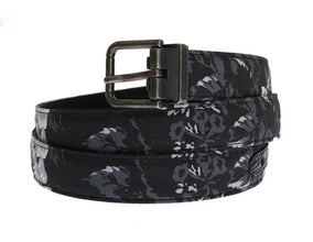 Black Cayman Linen Leather Belt Dolce & Gabbana