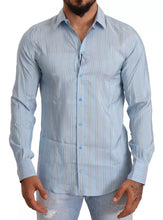 Dolce & Gabbana Blue Striped Silk Formal Dress MARTINI Shirt
