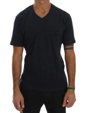 Blue Cotton V-neck T-Shirt Daniele Alessandrini