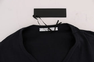 Blue Cotton V-neck T-Shirt Daniele Alessandrini