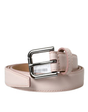 Dolce & Gabbana Light Pink Leather Silver Metal Buckle Belt
