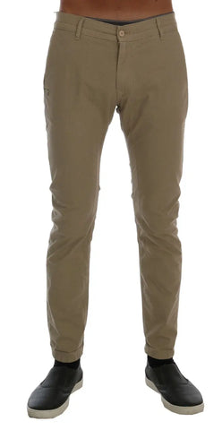 Beige Cotton Stretch Slim Fit Chinos Daniele Alessandrini