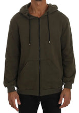 Green Full Zipper Hodded Cotton Sweater Daniele Alessandrini