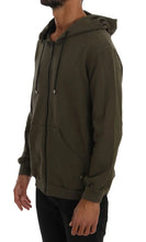 Green Full Zipper Hodded Cotton Sweater Daniele Alessandrini
