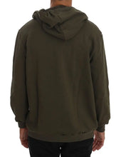 Green Full Zipper Hodded Cotton Sweater Daniele Alessandrini