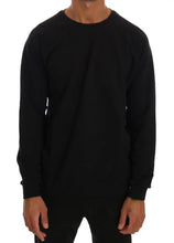 Black Crewneck Cotton Pullover Sweater Daniele Alessandrini