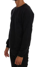 Black Crewneck Cotton Pullover Sweater Daniele Alessandrini