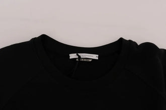 Black Crewneck Cotton Pullover Sweater Daniele Alessandrini
