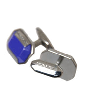 Dolce & Gabbana Silver Plated Brass Pin Crystal Cufflinks