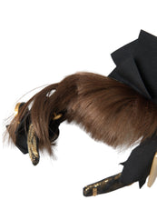 Dolce & Gabbana Black Crystal Button Brown Hair Women Headband Diadem