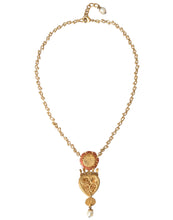 Dolce & Gabbana Gold BrassChain Sacred Heart Rose Crystal Charm Necklace