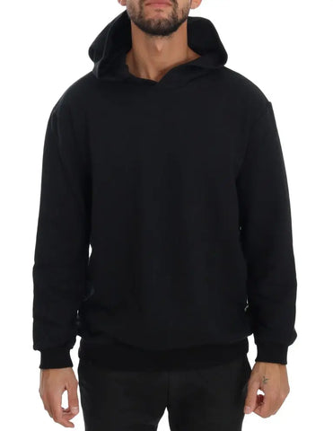 Black Gym Casual Hooded Cotton Sweater Daniele Alessandrini