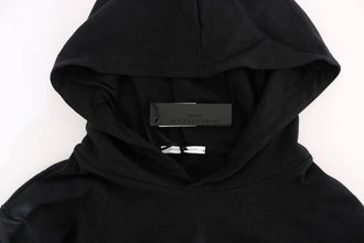 Black Gym Casual Hooded Cotton Sweater Daniele Alessandrini