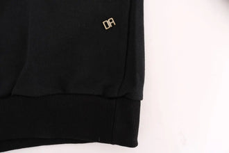Black Gym Casual Hooded Cotton Sweater Daniele Alessandrini