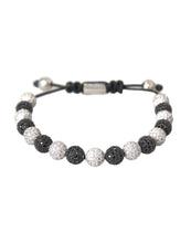 Nialaya CZ Crystal Ball Black White Beaded Bracelet