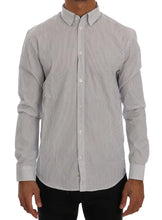 White Blue Striped Casual Cotton Regular Fit Shirt Frankie Morello