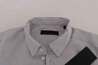 White Blue Striped Casual Cotton Regular Fit Shirt Frankie Morello