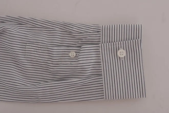 White Blue Striped Casual Cotton Regular Fit Shirt Frankie Morello