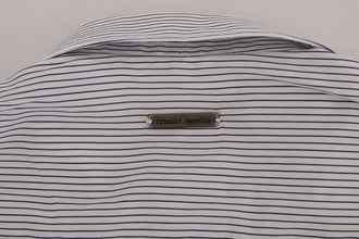 White Blue Striped Casual Cotton Regular Fit Shirt Frankie Morello