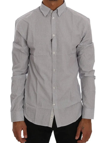 White Blue Check Casual Cotton Regular Fit Shirt Frankie Morello