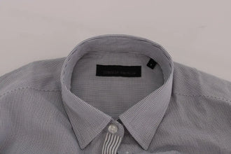 White Blue Check Casual Cotton Regular Fit Shirt Frankie Morello