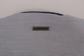 White Blue Check Casual Cotton Regular Fit Shirt Frankie Morello