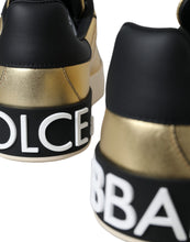 Dolce & Gabbana Gold Portofino Calf Leather Sneakers Women Shoes