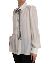 Dolce & Gabbana Off White Long Sleeve Button Down Blouse Top