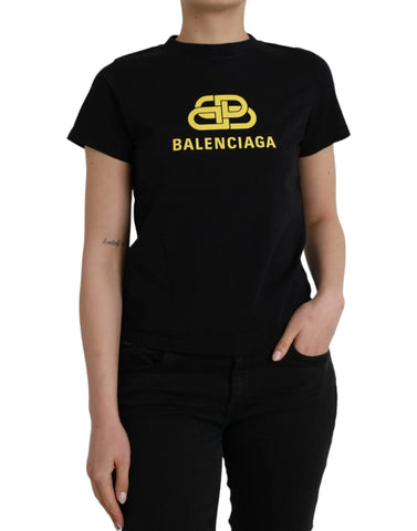 Black Cotton Logo Crew Neck Short Sleeves T-shirt Balenciaga