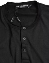 Dolce & Gabbana Black Buttoned Roundneck Short Sleeve T-shirt