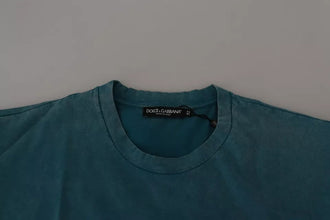 Dolce & Gabbana Blue Logo Print Crewneck Tee Cotton T-shirt
