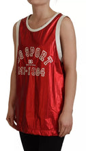 Dolce & Gabbana Red Nylon Logo Print Sleeveless Jersey Top