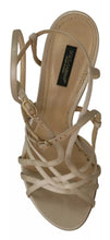 Dolce & Gabbana Gold Silk Ankle Strap Heels Sandals Shoes