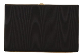 Dolce & Gabbana Black Silk Gold Frame Clutch Evening Party Purse Bag