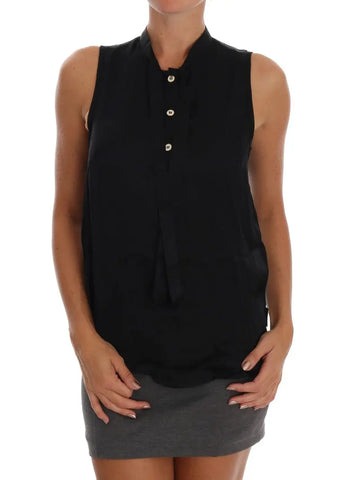 Black Sleeveless Viscose Blouse Top Versace Jeans