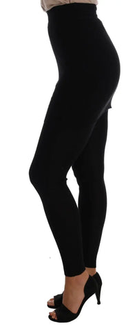 Black Cashmere Silk Stretch Tights Stockings Dolce & Gabbana
