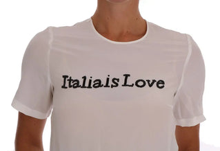 White Silk ITALIA IS LOVE Blouse T-shirt Dolce & Gabbana