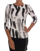 White Black Striped Printed Blouse Top Dolce & Gabbana