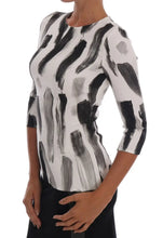 White Black Striped Printed Blouse Top Dolce & Gabbana