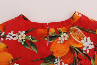Orange Print Crystal-Embellished Blouse Dolce & Gabbana